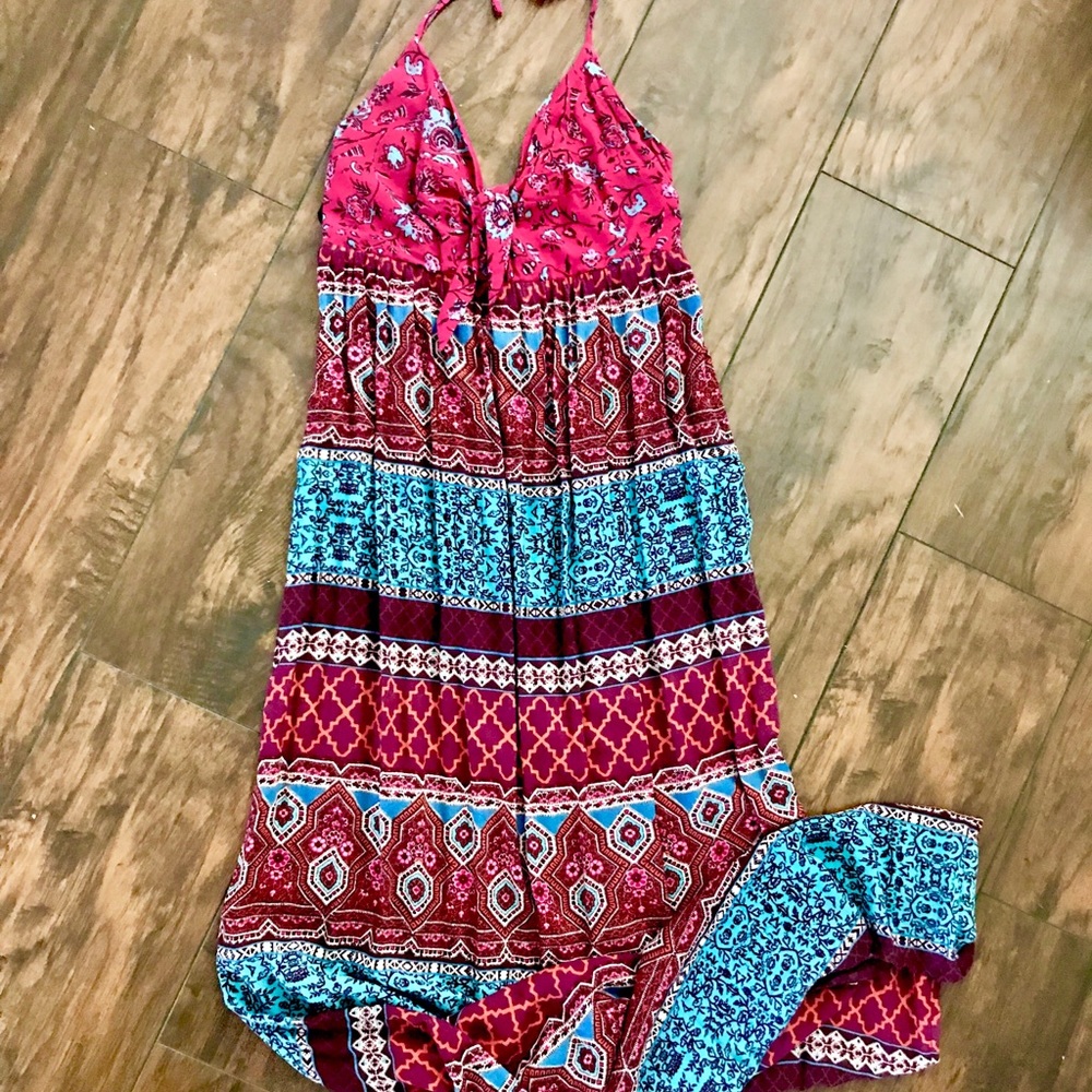 Boho knot tie maxi dress